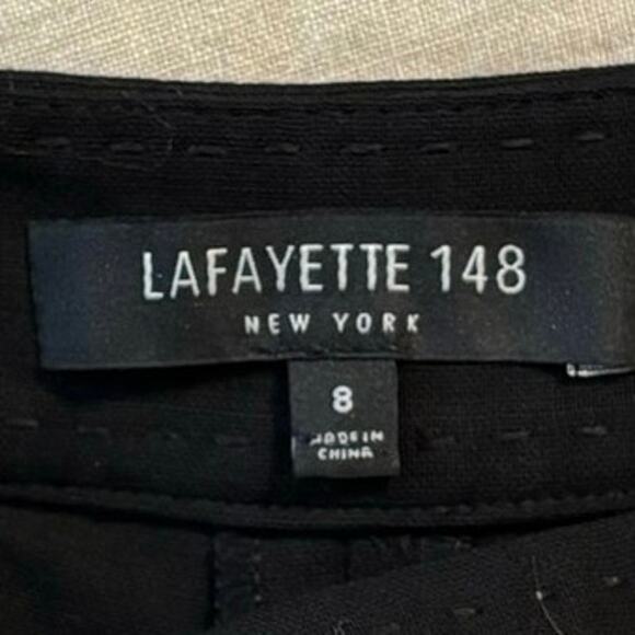 Lafayette 148 Size 8 Pleated Wide Leg Culottes Crops Pants Wool Blend Black - Picture 3 of 4